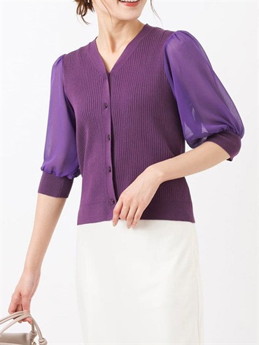 薄紗面料袖針織衫