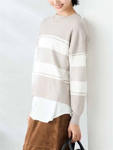 短版針織＆基本款襯衫套組(深咖啡色(89)/36)