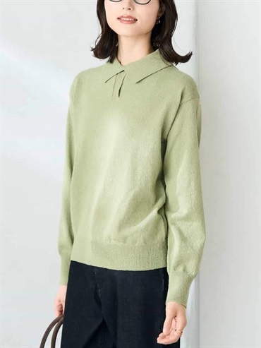 有領開襟針織衫(淺綠色(30)/38)