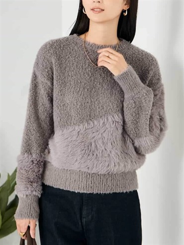 混紡質感花式紗針織上衣