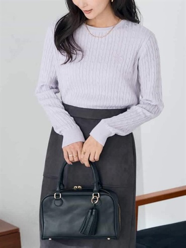 單點刺繡麻花針織上衣(薰衣草紫(60)/38)