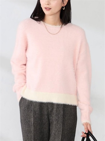 羽毛紗雙色針織上衣(淺粉紅色(01)/38)