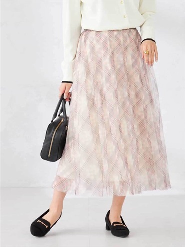 格紋網紗裙(粉紅色(03)/38)
