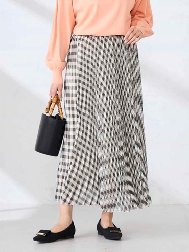 格紋百褶裙(黑色(94)/38)