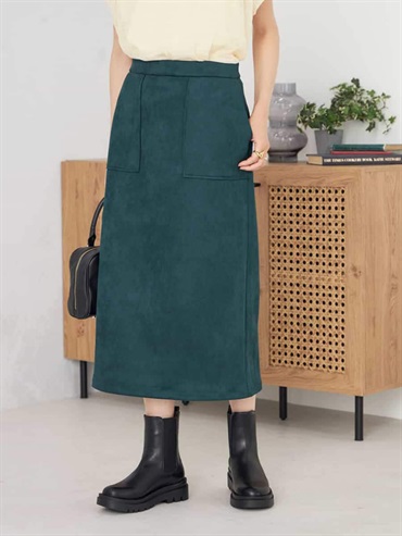 仿麂皮窄裙(綠色(35)/36)