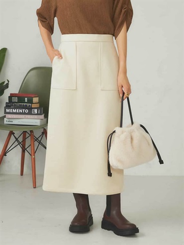 仿麂皮窄裙(米白色(80)/36)