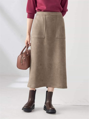 仿麂皮窄裙(摩卡色(84)/36)