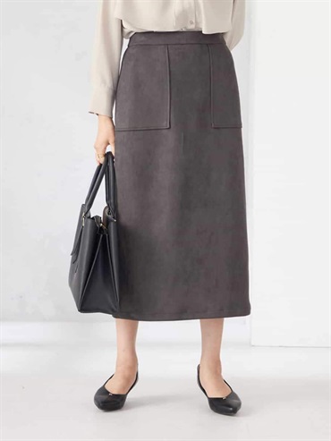 仿麂皮窄裙(深灰色(93)/36)
