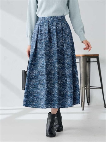 仿粗花呢印花喇叭裙(海軍藍(57)/36)