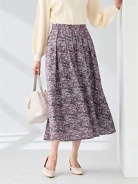 仿粗花呢印花喇叭裙