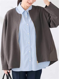 異材質拼接無領短外套