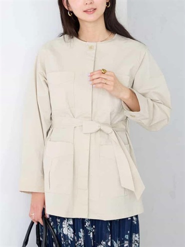 無領Safari夾克(深咖啡色(89)/38)