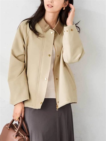立領短版外套(米色(82)/36)