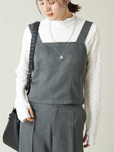 凹凸紋面料高領內搭上衣(白色(90)/36)