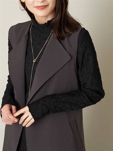 凹凸紋面料高領內搭上衣(黑色(94)/36)