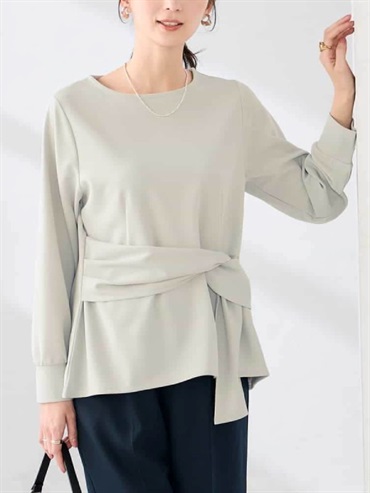 腰間綁帶上衣(淺灰色(91)/38)