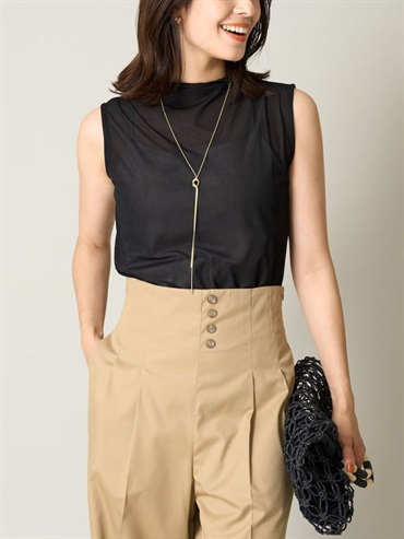 透視高領上衣(黑色(94)/36)