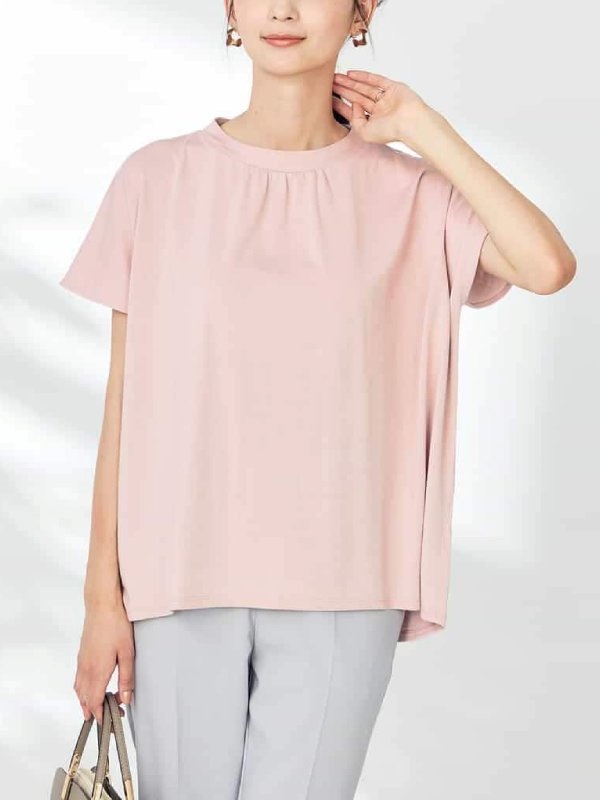 抽褶領法式袖上衣