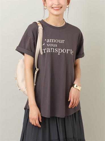 文字標語上衣(深灰色(93)/36)