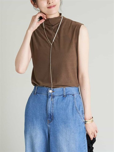 透明高領無袖上衣(綠色(36)/36)