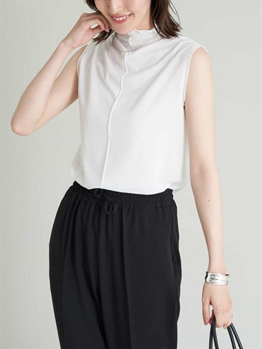 透明高領無袖上衣(白色(90)/36)
