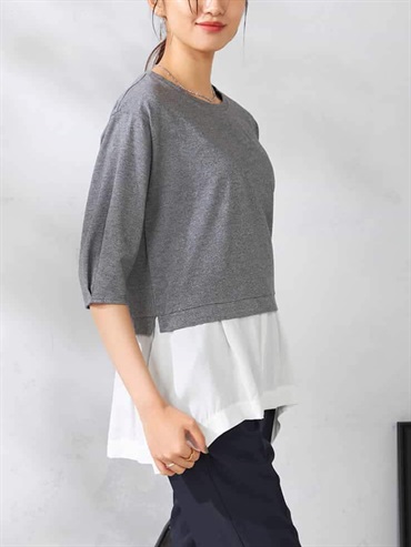 拼接金屬紗線感上衣(灰色(92)/38)