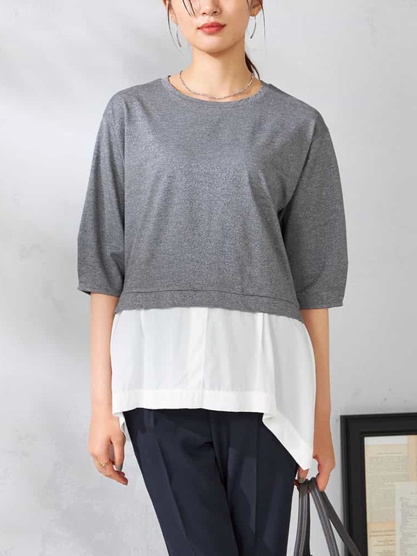 拼接金屬紗線感上衣