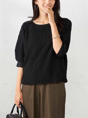 立體紋理短版上衣(黑色(94)/36)