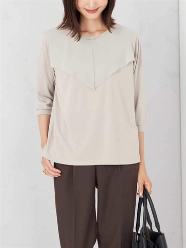 雪紡荷葉邊上衣(深咖啡色(89)/36)