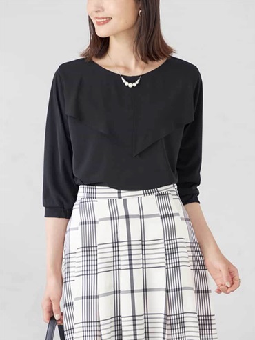 雪紡荷葉邊上衣(黑色(94)/36)