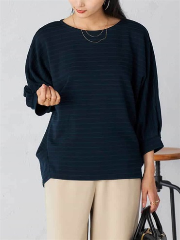 條紋寬袖上衣(海軍藍(57)/36)