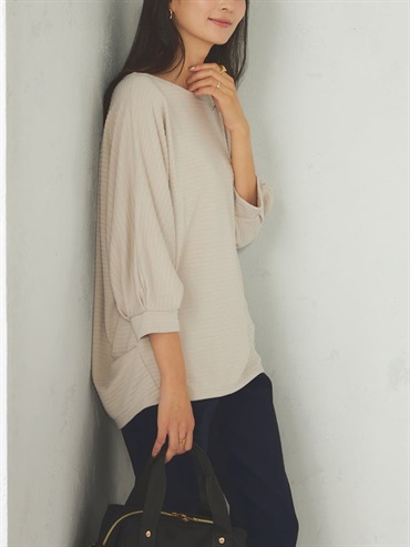 條紋寬袖上衣(深咖啡色(89)/36)