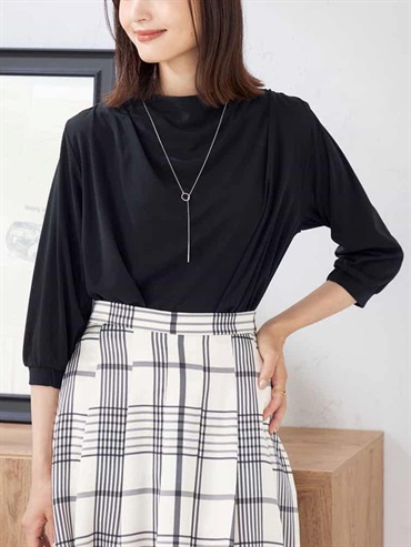 垂褶領上衣(黑色(94)/38)