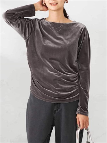 抓皺絲絨上衣(灰色(92)/38)