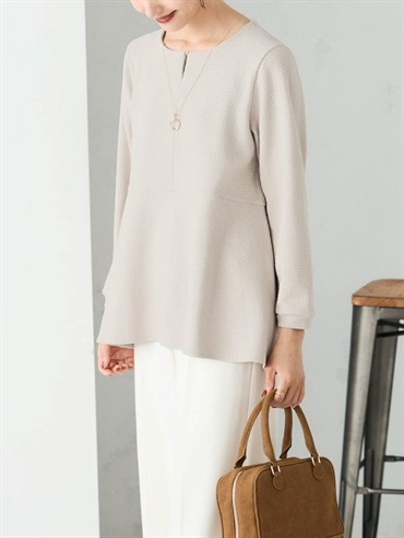 千鳥格提花荷葉邊上衣(深咖啡色(89)/36)