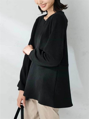 千鳥格提花荷葉邊上衣(黑色(94)/36)