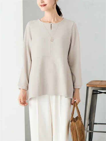 千鳥格提花荷葉邊上衣