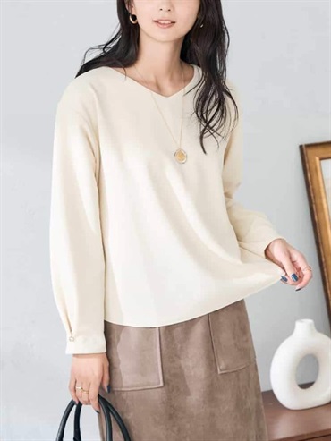 波紋V領套頭衫(米白色(80)/36)