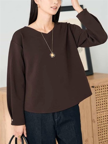 波紋V領套頭衫(棕色(87)/36)