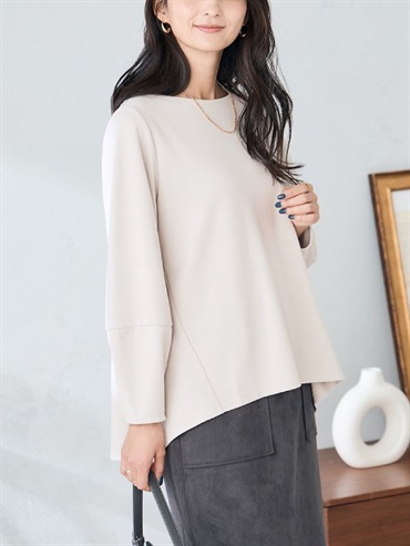 後擺波浪剪裁上衣(深咖啡色(89)/38)