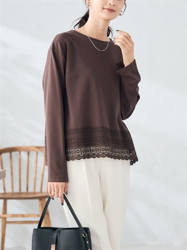 下擺蕾絲上衣(棕色(87)/38)
