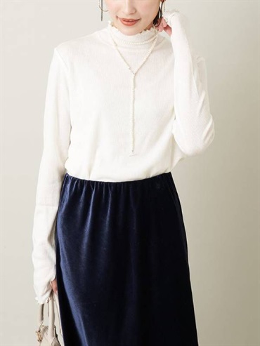薄紗高領上衣(米白色(80)/36)