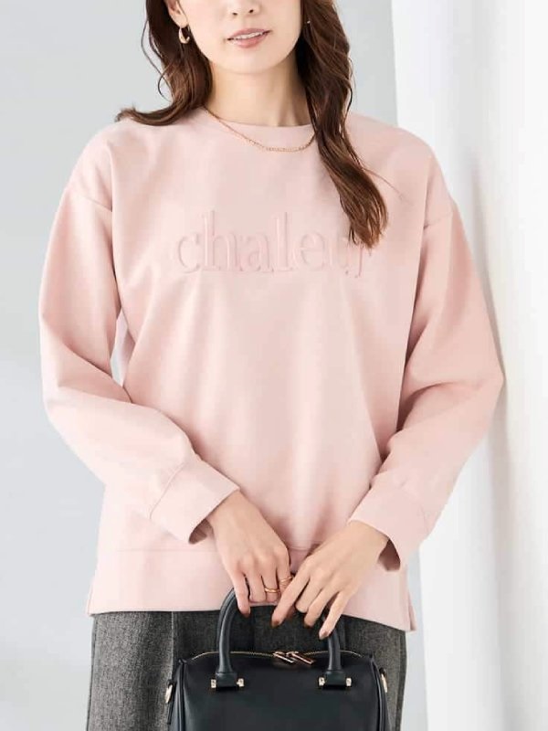 浮雕字母麂皮感上衣(淺粉紅色(01)/36)