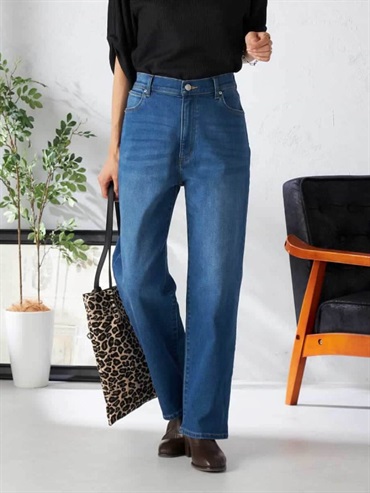 彈性直筒牛仔褲(藍色(55)/36)