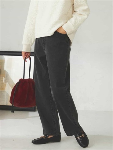 彈性直筒牛仔褲(深灰色(93)/36)