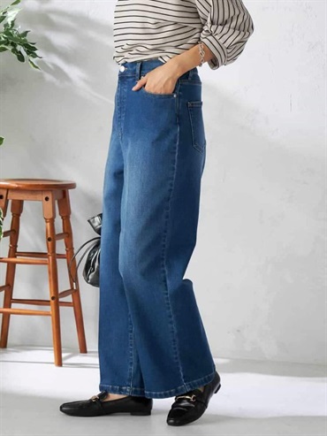 彈性寬版牛仔褲(藍色(55)/36)