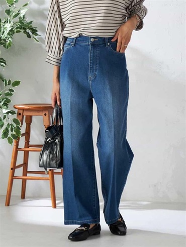 彈性寬版牛仔褲