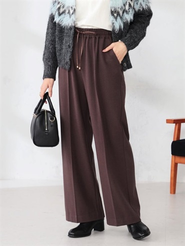 內刷毛美型輕鬆寬褲(棕色(87)/36)