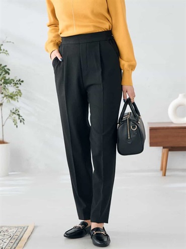 裏起毛美腿舒適錐形褲(黑色(94)/36)