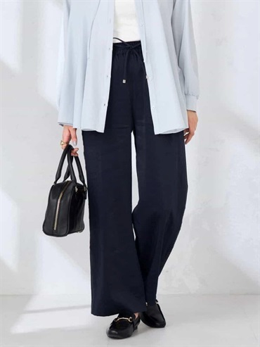 緞面寬褲(海軍藍(57)/38)